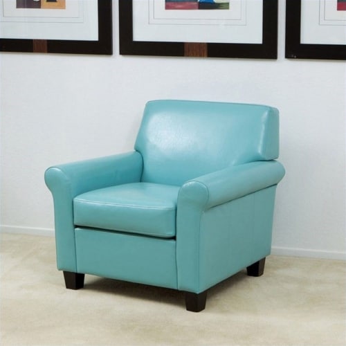 Noble House Baley Leather Club Chair in Blue 1 Fred Meyer
