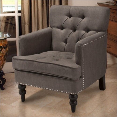 Noble House Melissa Fabric Club Chair in Gray 1 Kroger