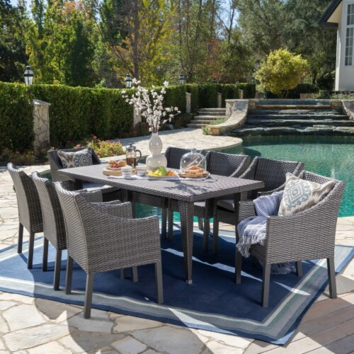 Alanna Outdoor 9 Piece Wicker Dining Set with Water Resistant