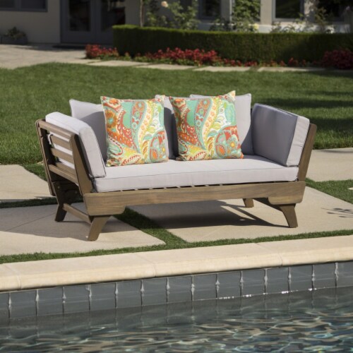 Christopher knight home othello outdoor grey finished acacia wood daybed with light grey water resistant cushions discount