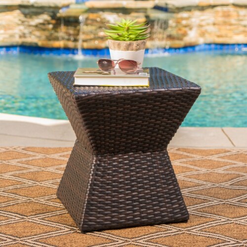 Outdoor brown wicker clearance side table