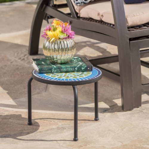 Blue outdoor accent table deals