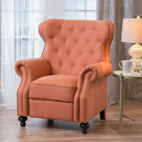 Waldo Tufted Back Studded Accent Recliner Armchair warm stone 1 unit Foods Co