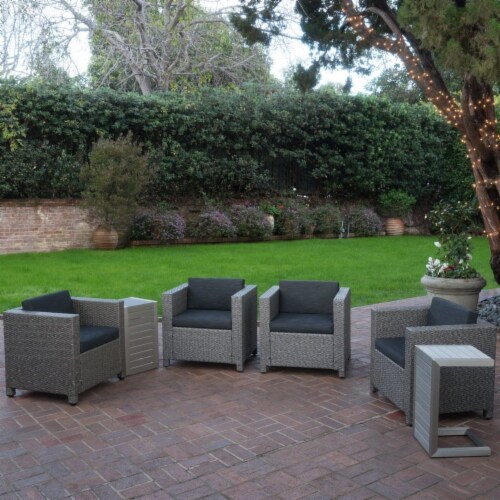 Eden Outdoor 4 Piece Wicker Club Chairs with Cushions & Aluminum C