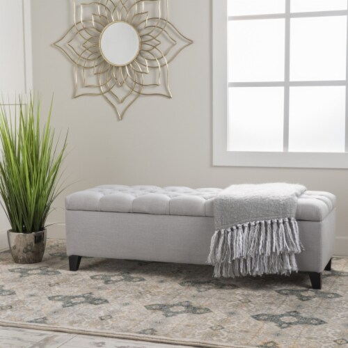 Charleston New Velvet Tufted Storage Ottoman Light Gray 1 unit Fry s Food Stores