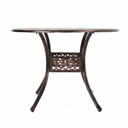 Jameson Home Haitian Outdoor Cast Aluminum Oval Dining Table Perspective: front