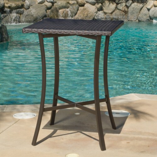 Cait 40 Inch Brown Outdoor Wicker Bar Table 1 unit City Market