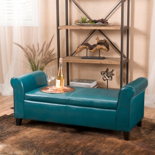Large teal storage ottoman deals