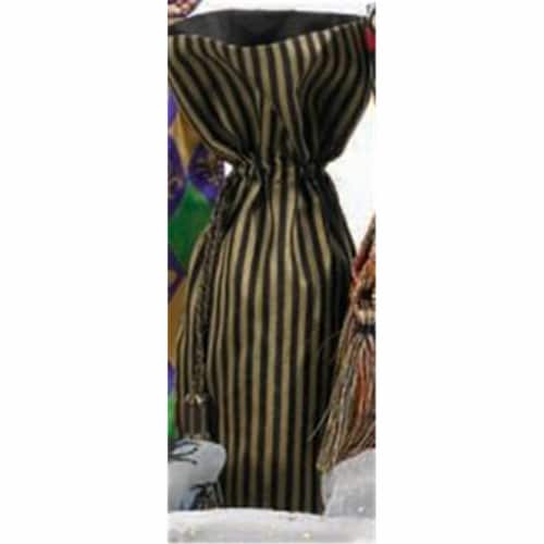Joann Marie Designs Printed Wine Bag - Gold And Black Stripes Pack of 12 Perspective: front