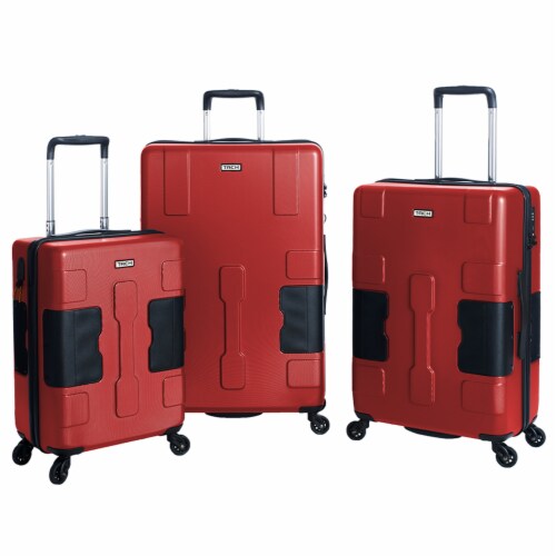 TACH V3 3 Piece Hard Shell Rolling Travel Suitcase Luggage Set w Wheels Red 1 Unit Fred Meyer