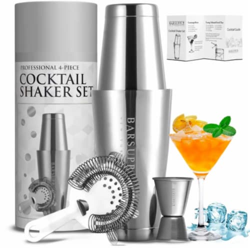 Professional 4-Piece Boston Cocktail Shaker Set Perspective: front