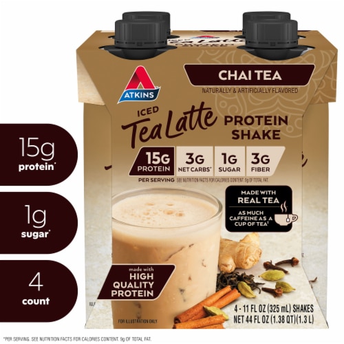 Atkins® Ready to Drink Iced Chai Tea Latte Protein Shakes Perspective: front