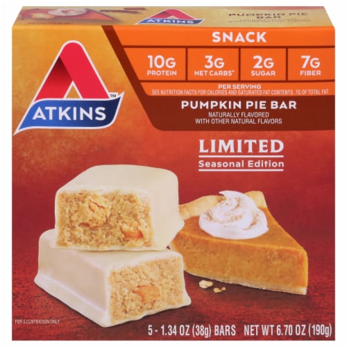 Atkins Pumpkin Pie Snack Protein Bars Perspective: front