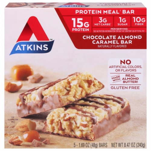 Atkins Meal Bar Chocolate Almond Caramel Perspective: front