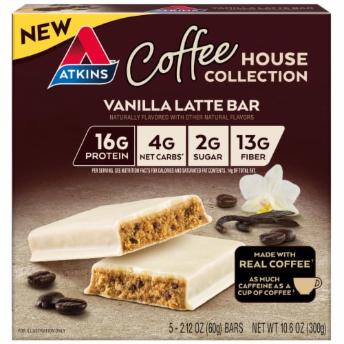 Atkins™ Coffee House Collection Meal Bars Vanilla Latte Bar Perspective: front