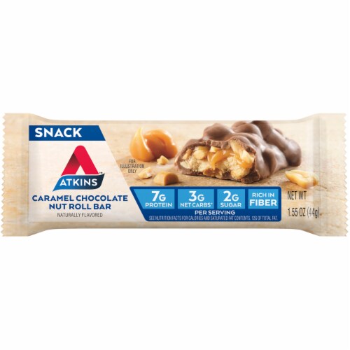 Atkins™ Caramel Chocolate Nut Roll Bar Perspective: front