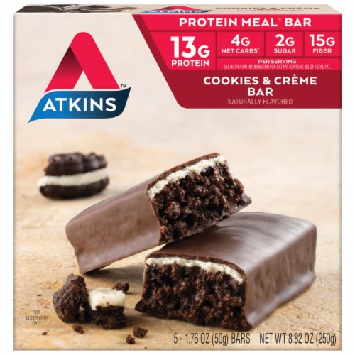 Atkins™ Cookies & Cream Protein-Rich Meal Bars Perspective: front
