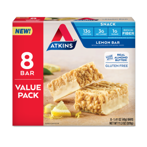Atkins Lemon Snack Bars Perspective: front