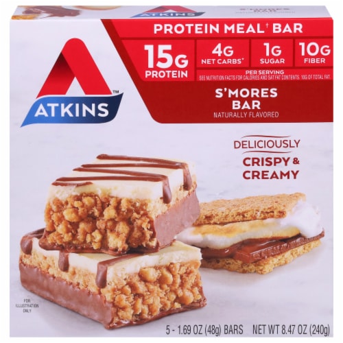 Atkins S'mores Protein Meal Bars Perspective: front