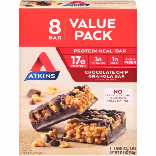 Atkins Chocolate Chip Meal Bars Perspective: front