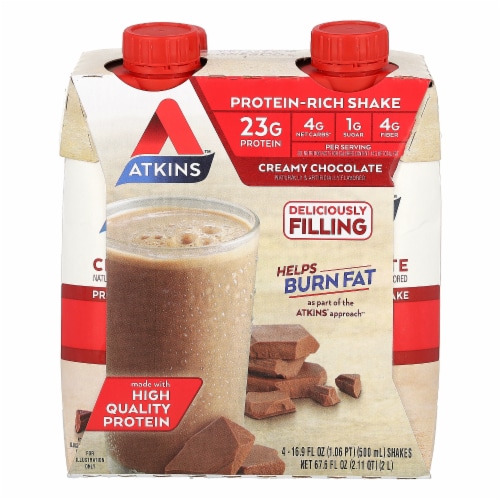 Atkins Creamy Chocolate Protein-Rich Shakes Perspective: front