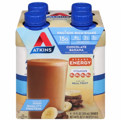 Atkins Chocolate Banana Energy Shakes Perspective: front