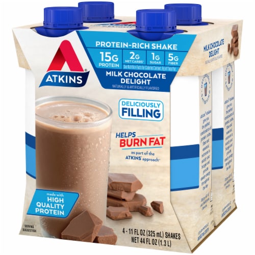 Atkins Milk Chocolate Delight Protein Shake Perspective: front