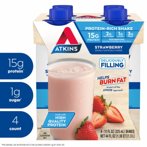 Atkins Strawberry Protein Shake Perspective: front