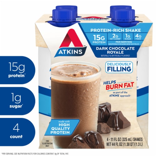 Atkins Dark Chocolate Royale Protein Shake Perspective: front