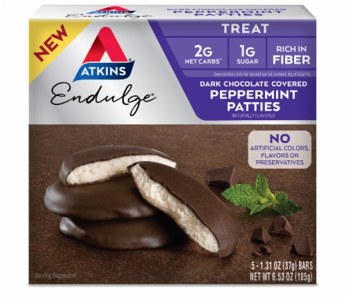 Atkins® Endulge® Dark Chocolate Peppermint Patty Perspective: front