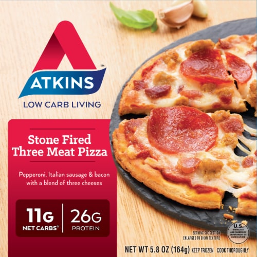 Atkins™ Stone Fired Three Meat Pizza Perspective: front