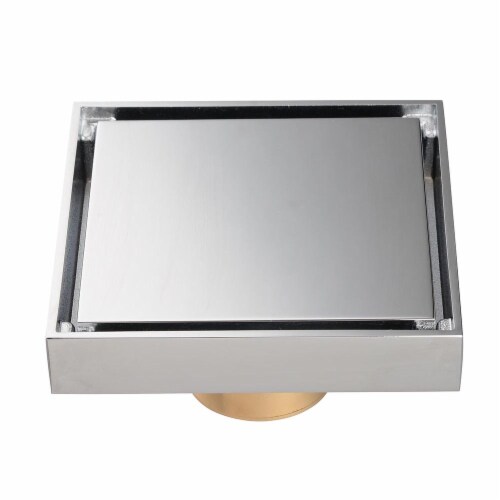 6 inch Polished Stainless Steel Square Shower Drain with Hair Trap Set (2 Designs)