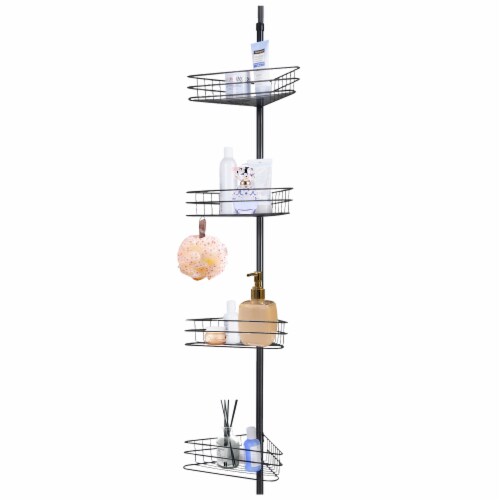 Chrome-plated 4-tier Tension Pole Corner Shower Caddy - Bed Bath