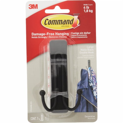 Command™ Large Double Hook - Matte Black Perspective: front