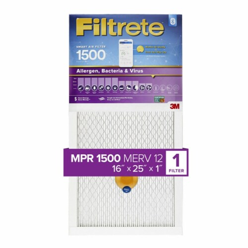 Filtrete™ Smart Allergen Bacteria & Virus Furnace AC Air Filter 1500 MPR Perspective: front
