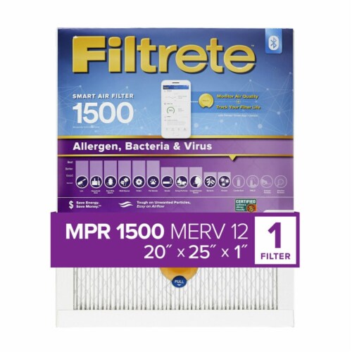 Filtrete™ Smart Allergen Bacteria and Virus Furnace AC Air Filter 1500 MPR Perspective: front