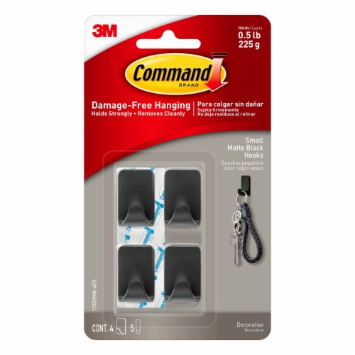 Command™ Small Hooks - Matte Black Perspective: front