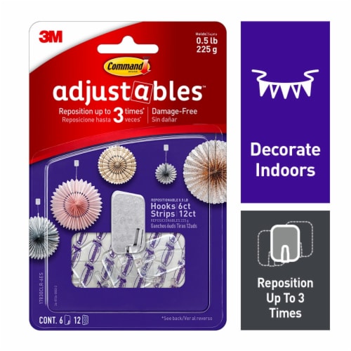 Command™ Adjustables Repositionable Hooks Perspective: front