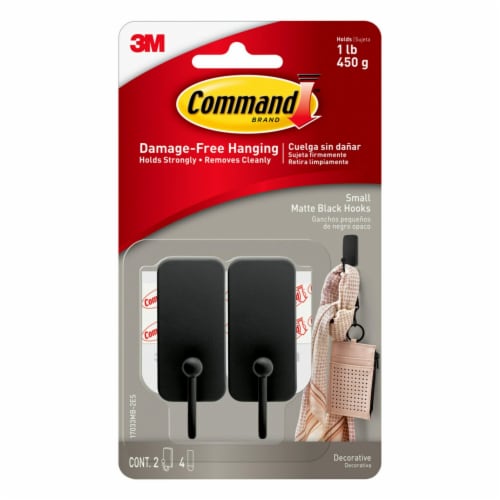 Command™ Small Decorative Hooks - Matte Black Perspective: front
