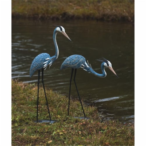 Ancient Graffiti Pair of Steel Herons Perspective: front