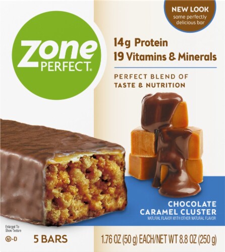 ZonePerfect® Chocolate Caramel Cluster Protein Bars Perspective: front