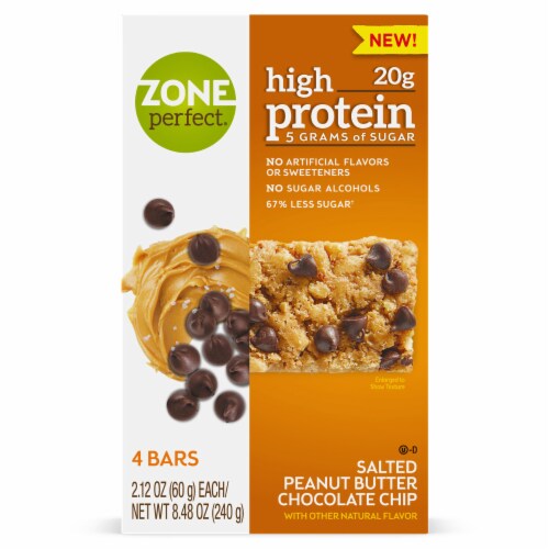 ZonePerfect® High Protein Salted Peanut Butter Chocolate Chip Bars Perspective: front