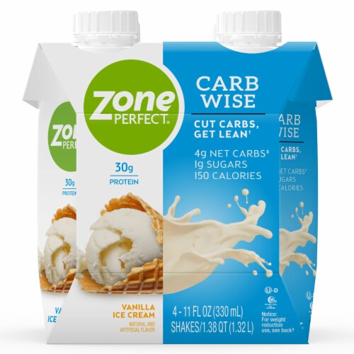 ZonePerfect® Carb Wise Vanilla Ice Cream Protein Shakes Perspective: front