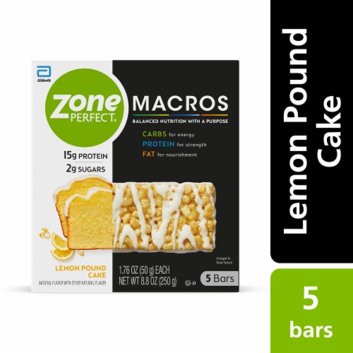 ZonePerfect® Macros Lemon Pound Cake Protein Bars Perspective: front