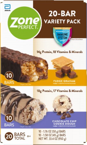 ZonePerfect® Chocolate Chip Cookie Dough & Fudge Graham Energy Bars Perspective: front