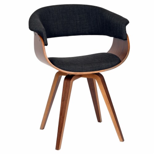 Armen Living Summer Modern Chair In Charcoal Fabric and Walnut Wood Perspective: front