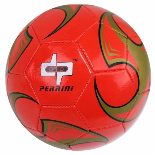 Shelter 13594 Red & Gold Trim Perrini Soccer Ball - Size 5 Perspective: front