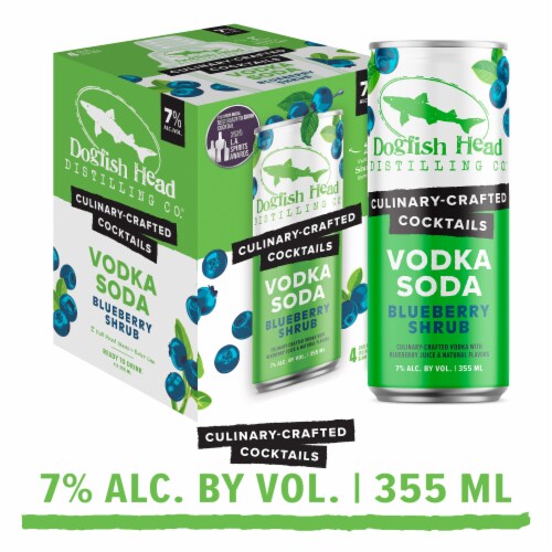 Dogfish Head Blueberry Shrub Vodka Soda Culinary-Crafted Cocktail Perspective: front