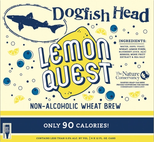 Dogfish Head Lemon Quest Non-Alcoholic Wheat Brew Perspective: front