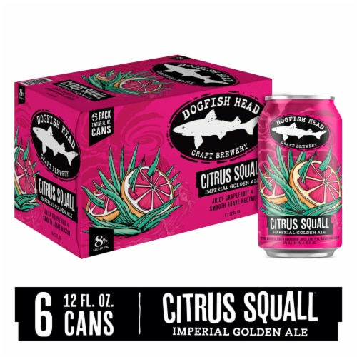 Dogfish Head Citrus Squall Double IPA Beer Perspective: front